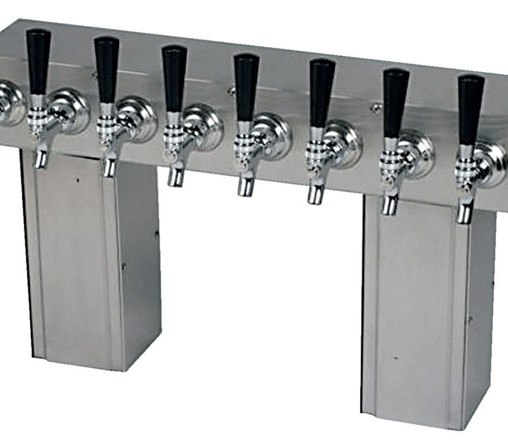 658G-SS Eight Faucet Pass Through Tower with Square Bases - Stainless Steel Faucets and Shanks - Glycol Ready