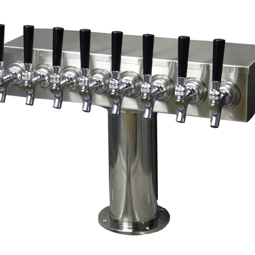 738NR-4 Eight Faucet T Tower with 4" Round Base - Non NSF