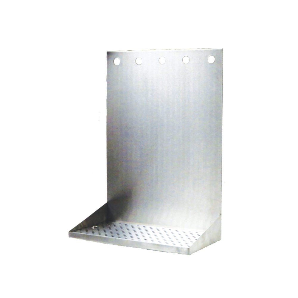 518-165T Stainless Steel Wall Mount Tray with 1/2" NPT Welded Drain - 16"L x 8"W x 18"H - Holes 3 1/4" On Center