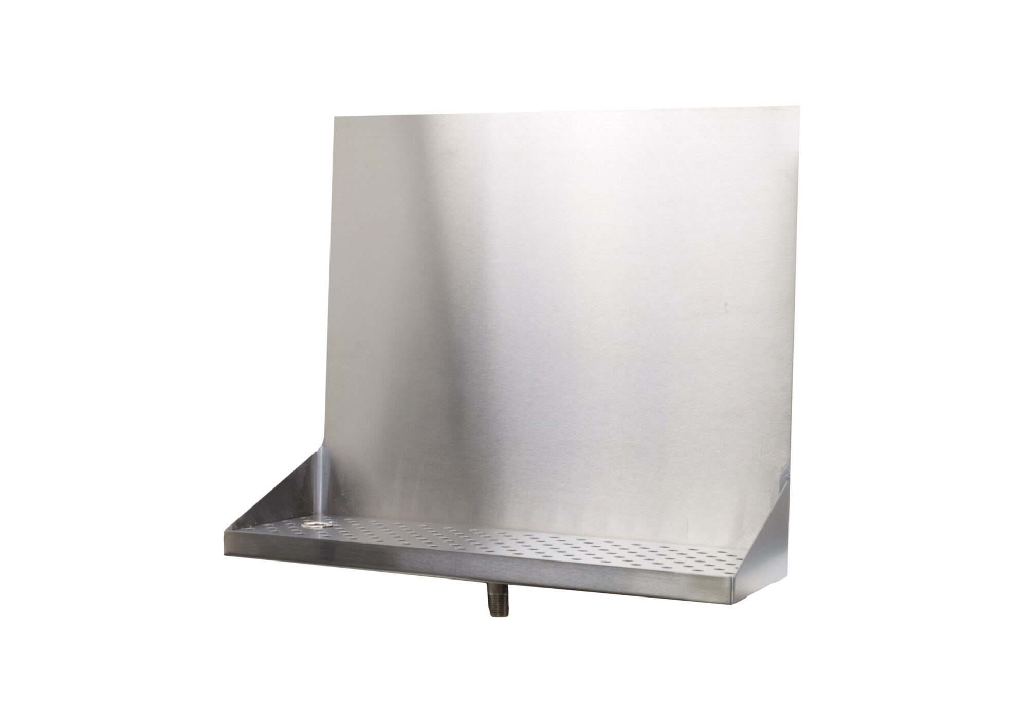 518-120T Stainless Steel Wall Mount Tray with 1/2" NPT Welded Drain - 12"L x 8"W x 18"H - No Holes