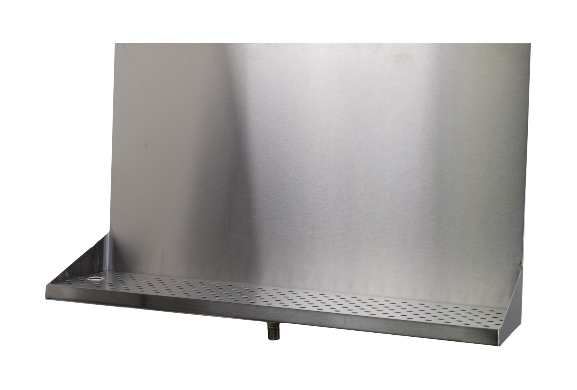 518-240T Stainless Steel Wall Mount Tray with 1/2" NPT Welded Drain - 24"L x 8"W x 18"H - No Holes