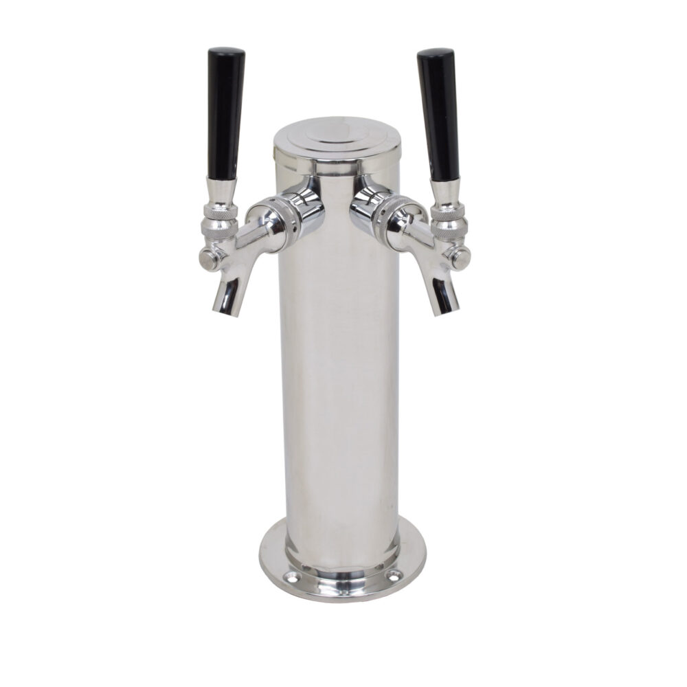 619-SS Two Product Single Column Tower with 304 SS Faucets, Shanks and Tailpieces - 12" Tall