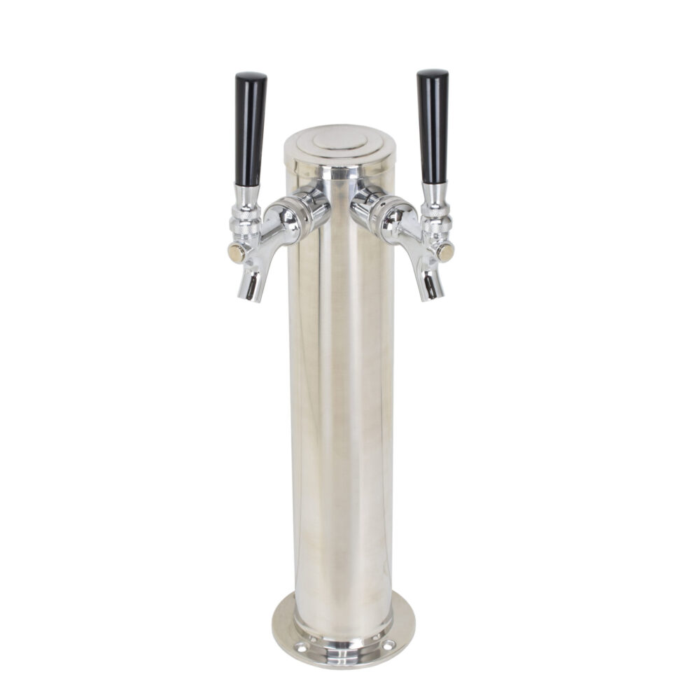 619X-SS Two Product Single Column Tower with 304 SS Faucets, Shanks and Tailpieces - 14" Tall