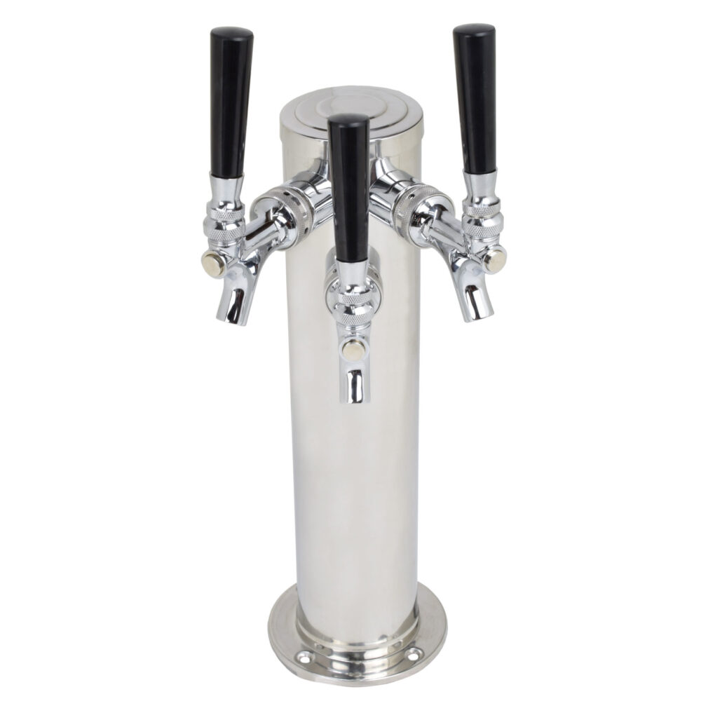 619X-3SS Three Product Single Column Tower With 304 SS Faucets, Shanks and Tailpieces - 14" Tall