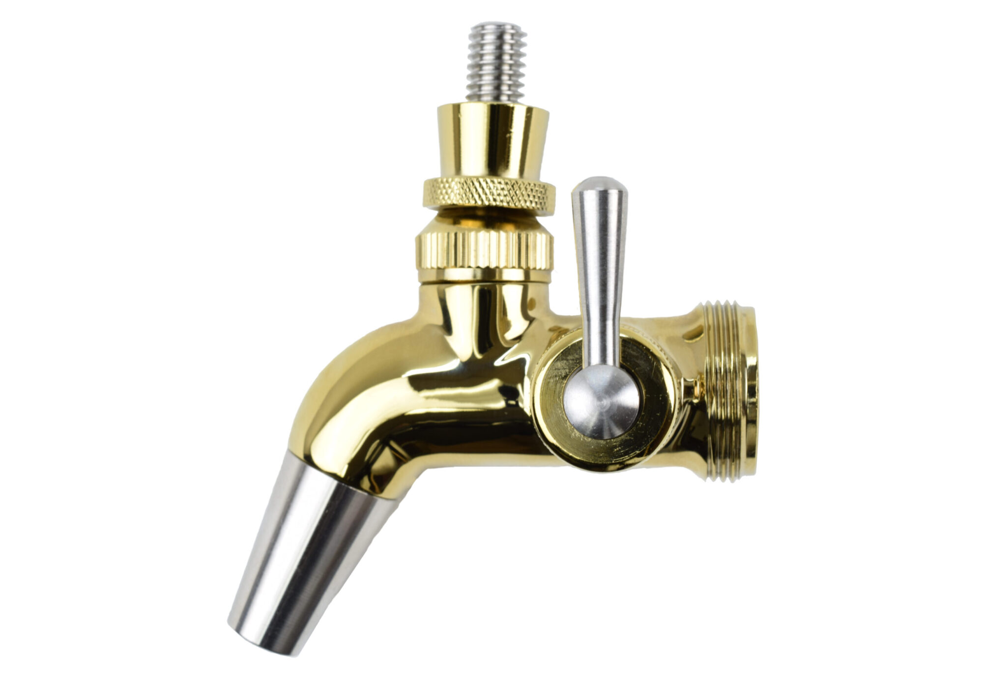 661STFG Gold Plated Stainless Steel Forward Sealing Faucet with Foam Control Knob and Removable Spout