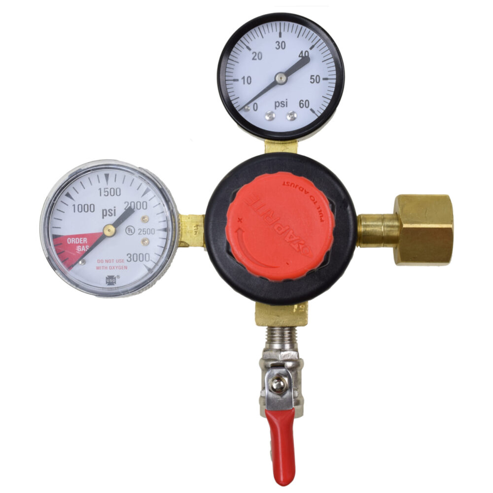 710TWO CO2 Regulator with Double Gauges, Check-Valve Air Cock and O-Ring Stem
