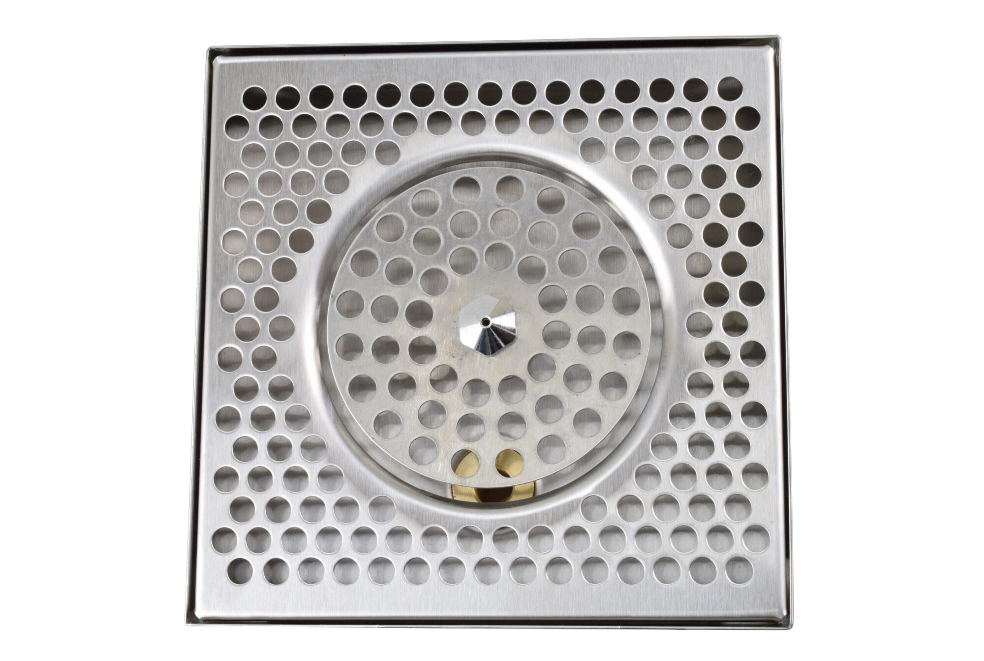 617R-8 Stainless Steel Rinser Tray and Perforated Grid Includes 1/2" Barb Water Inlet and 2" x 1/2"NPT Drain - 8"L x 8"W x 7/8"D