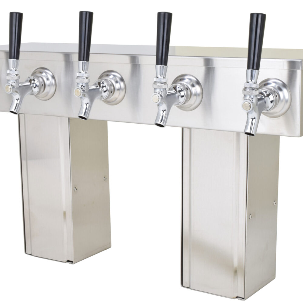 759-5SS Five Faucet Pass Through Tower with Square Bases - NSF with S/S Faucets and Shanks