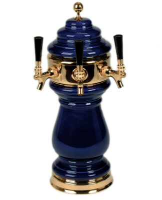 882B-3SSW-BL Three Faucet Ceramic Wine Tower with PVD Brass Hardware - Available in 5 Colors - Shown in Cobalt Blue