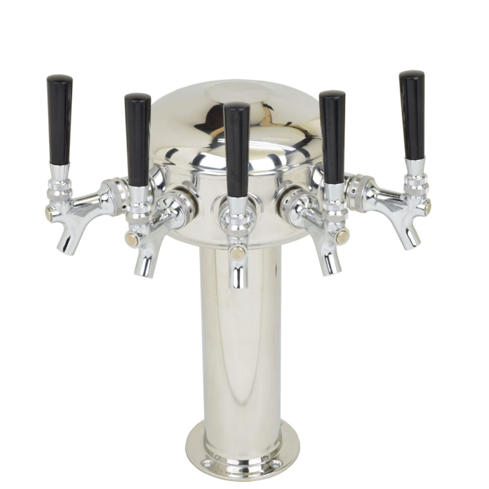 626C-5SS Five Faucet Mini Mushroom Tower with 304 SS Faucets and Shanks