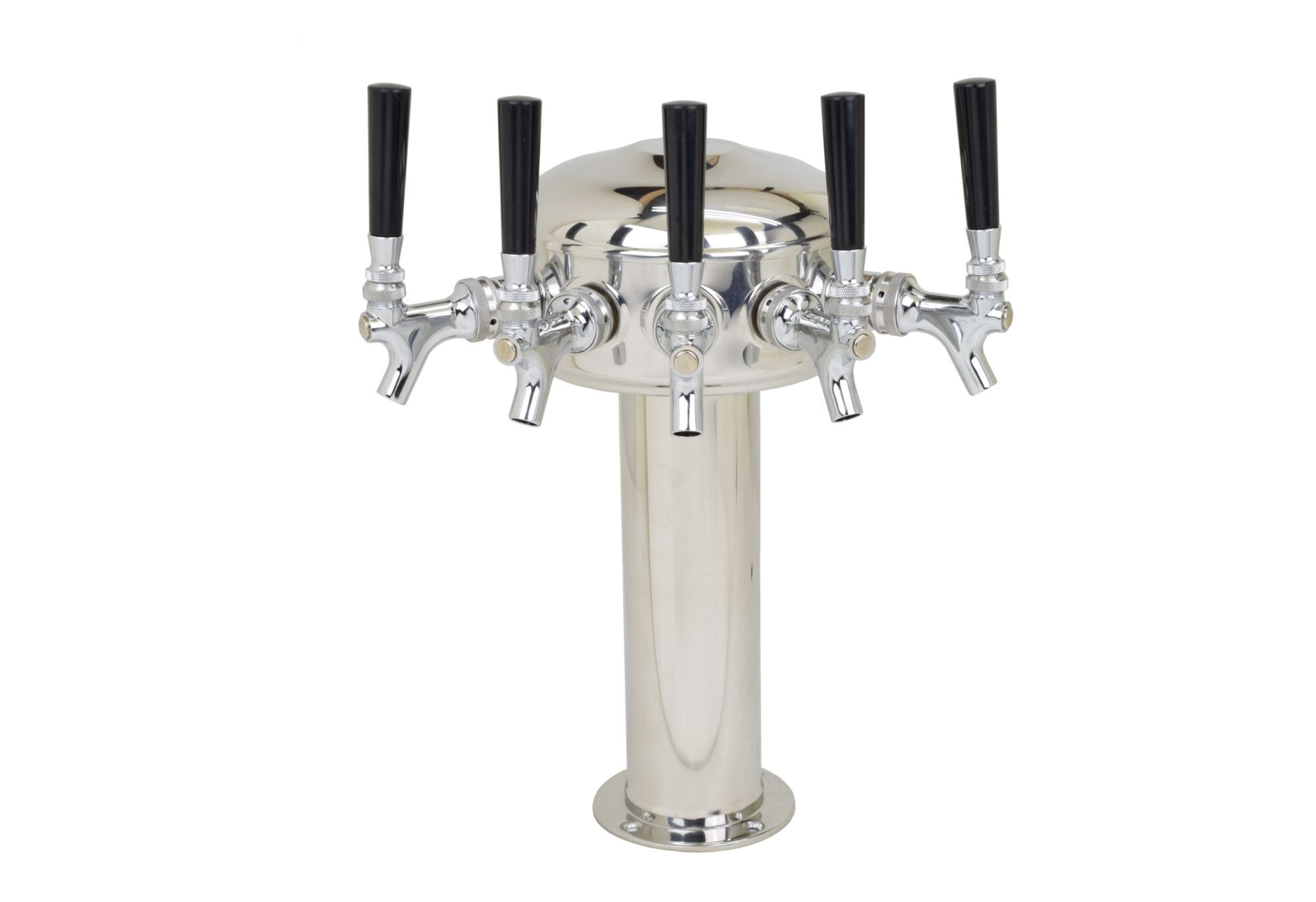 626C-5front Five Faucet Mini Mushroom Tower with Chrome Plated Faucets and Shanks