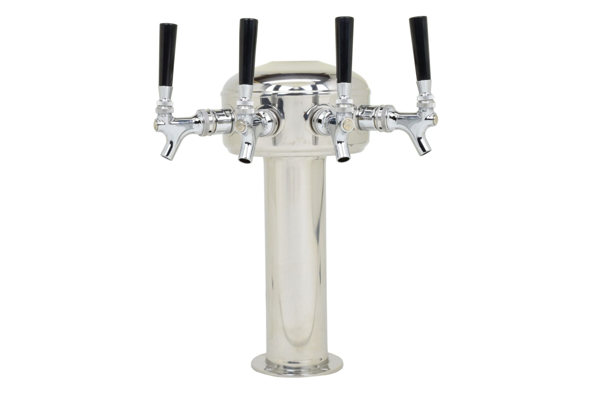 626CG-4front Four Faucet Mini Mushroom Tower with Chrome Plated Faucets and Shanks - Glycol Ready