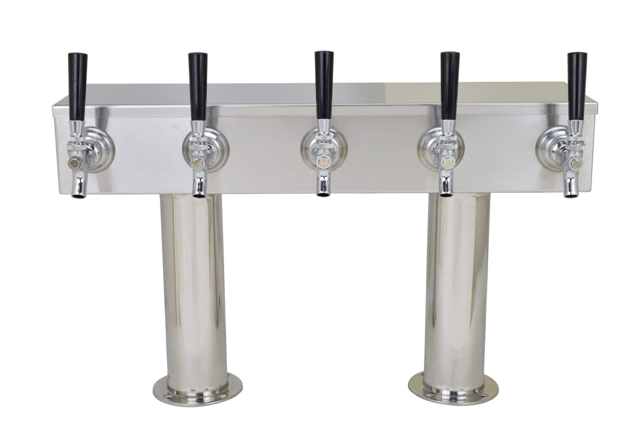 759R-5CSS Five Faucet Pass Through Tower with 3" Round Bases - NSF with S/S Faucets and Shanks - Specify On Center Spacing