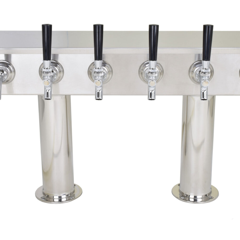 759R-6CSS Six Faucet Pass Through Tower with 3" Round Bases - NSF with S/S Faucets and Shanks - Specify On Center Spacing