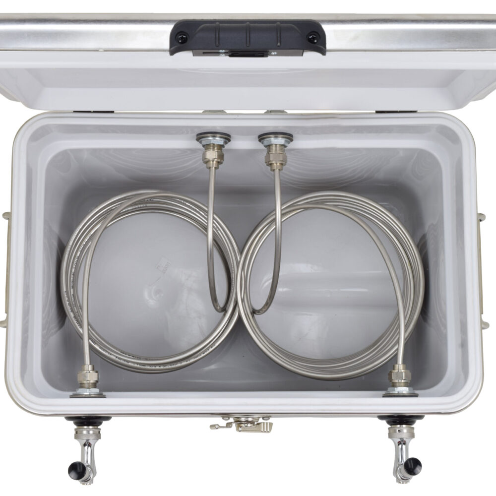 811M-50SS Two Product 54qt Stainless Steel Cooler with 50' Coils - 304 SS Faucets, Shanks and Cooler Couplings