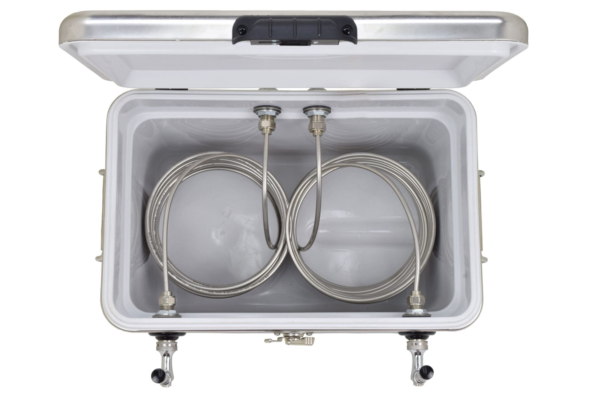 811M-50SS Two Product 54qt Stainless Steel Cooler with 50' Coils - 304 SS Faucets, Shanks and Cooler Couplings