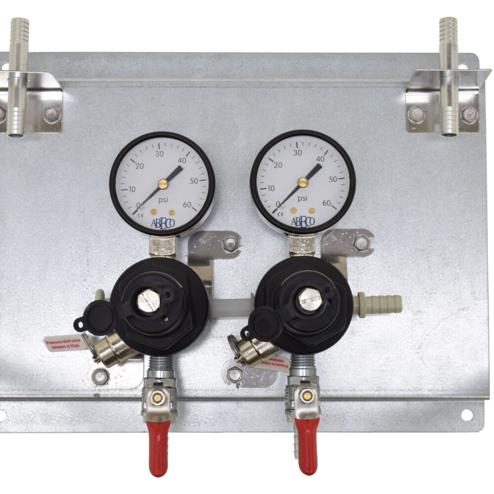 2702P Two Pressure TecFlo Secondary Assemblies on a Panel With Wall Brackets