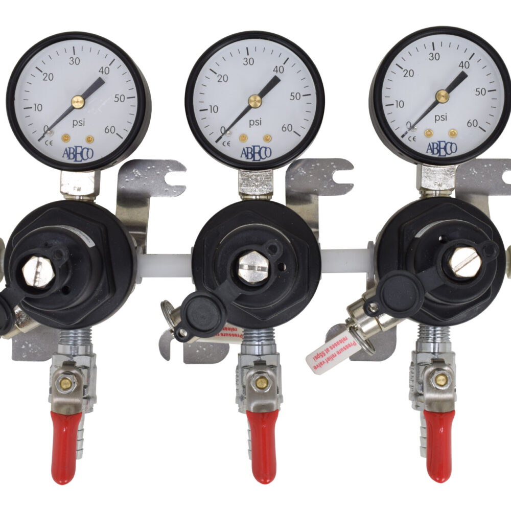 2703 Three TecFlo Secondary Regulator With Your Choice of Push In Fittings and 3/8" OD Poly Unions
