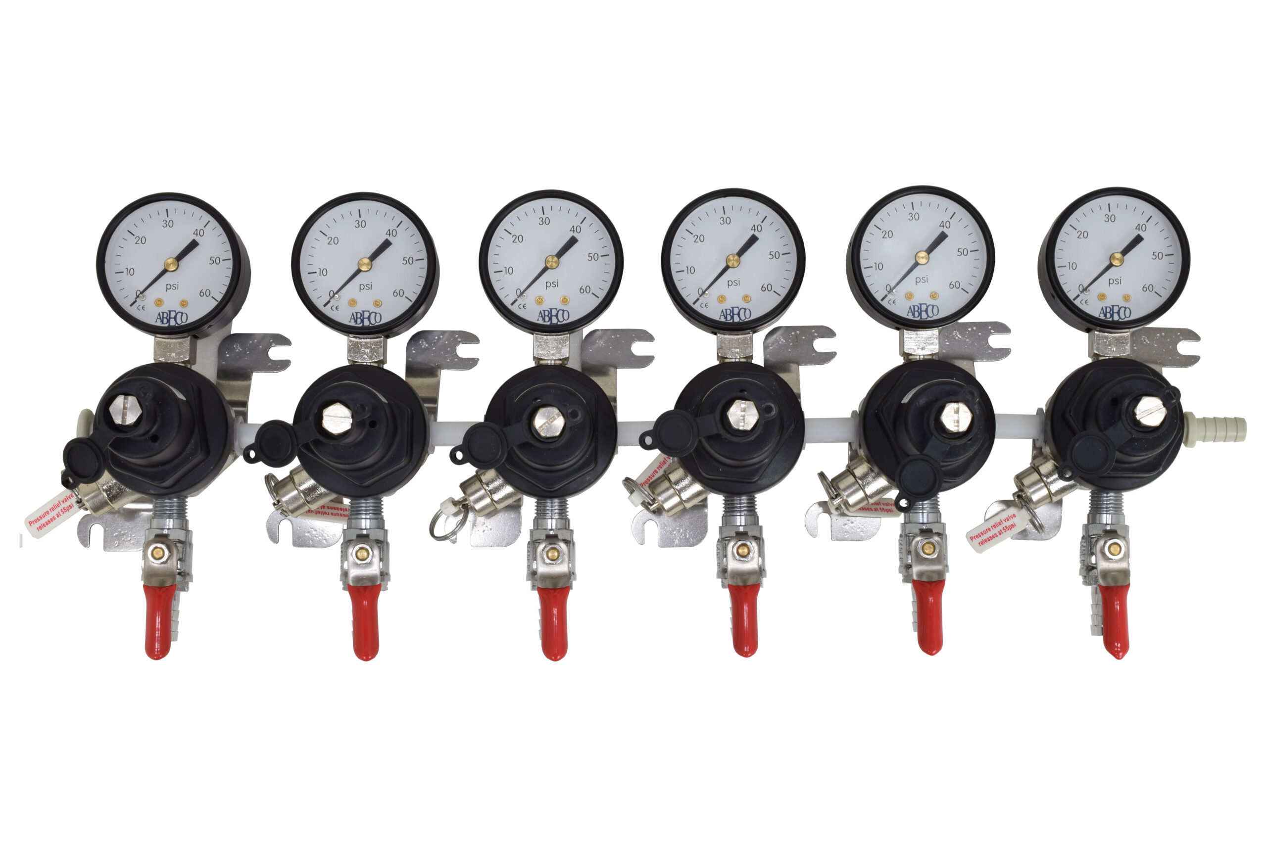 2706 Six TecFlo Secondary Regulator With Your Choice of Push In Fittings and 3/8" OD Poly Unions