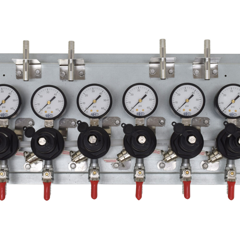 2706P Six Pressure TecFlo Secondary Assemblie on a Panel With Wall Brackets
