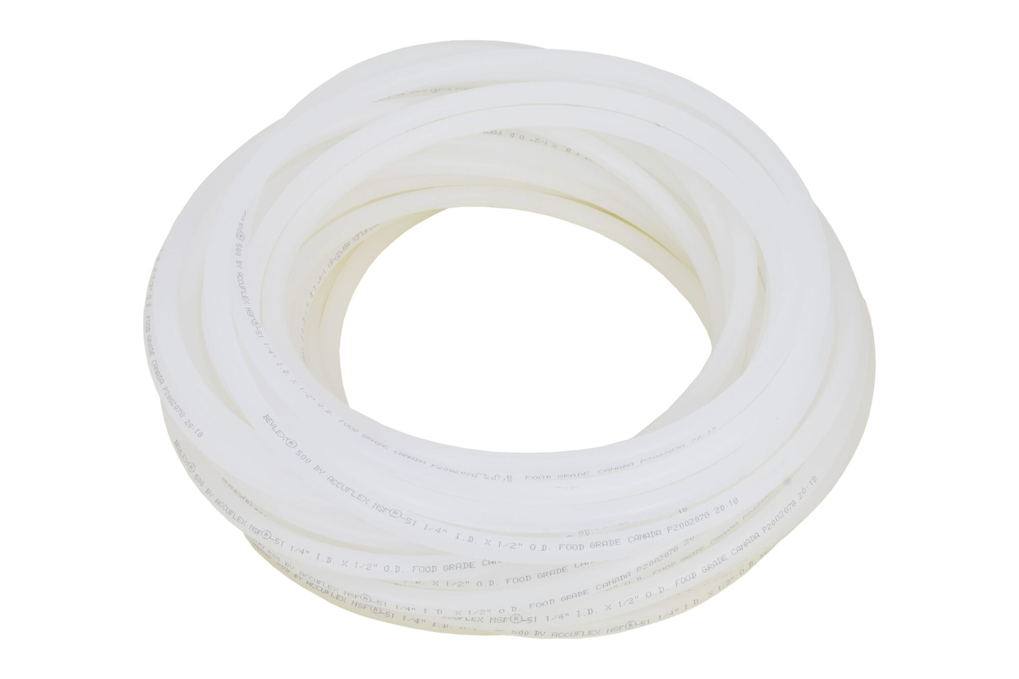 600AB Bevlex 500 Tubing in 3/16" ID. This Tubing is Translucent, Non-PVC, FDA and NSF51 Compliant