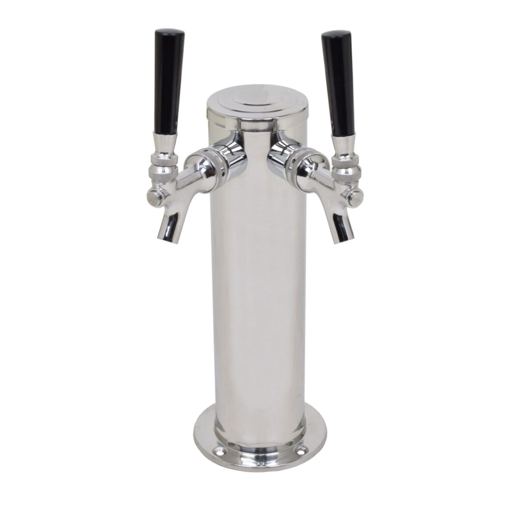 619N-SS Two Product Single Column Tower with 304 SS Faucets, Shanks and Tailpieces - 12" Tall - NON NSF