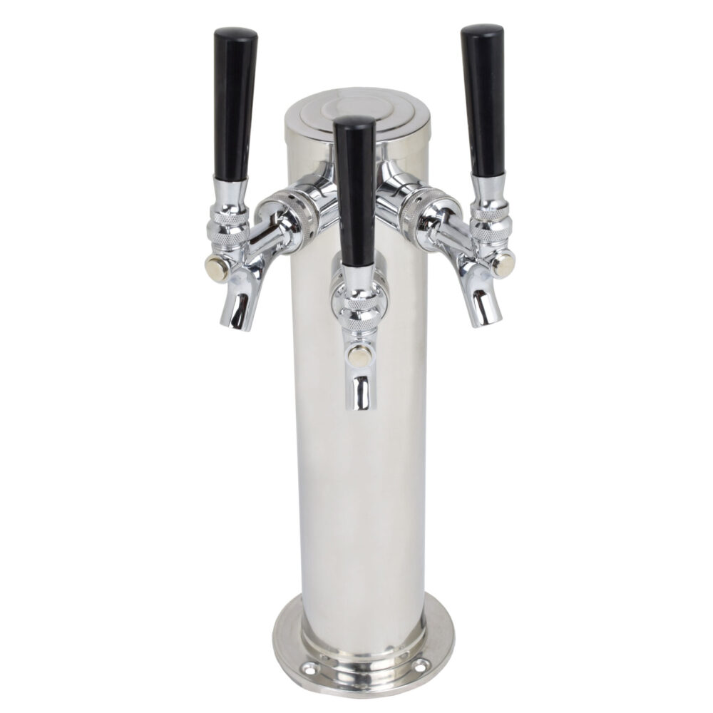 619NX-3SS Three Product Single Column Tower With 304 SS Faucets, Shanks and Tailpieces - 14" Tall - NON NSF