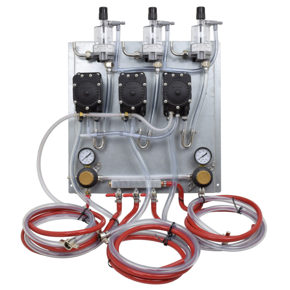 700-3PTR Beer Pump Panel Kit with Pacific FOBS, FloJet Beer Pumps and TapRite Regulators