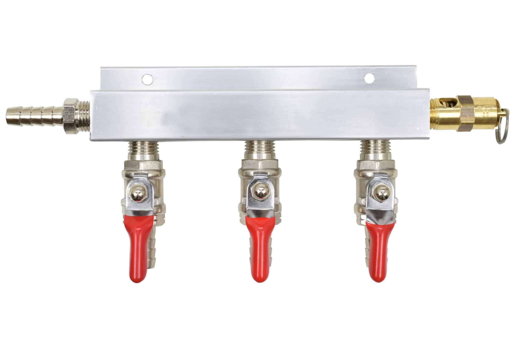 123CBS - Three Product Aluminum Manifold with a Safety Relief Valve