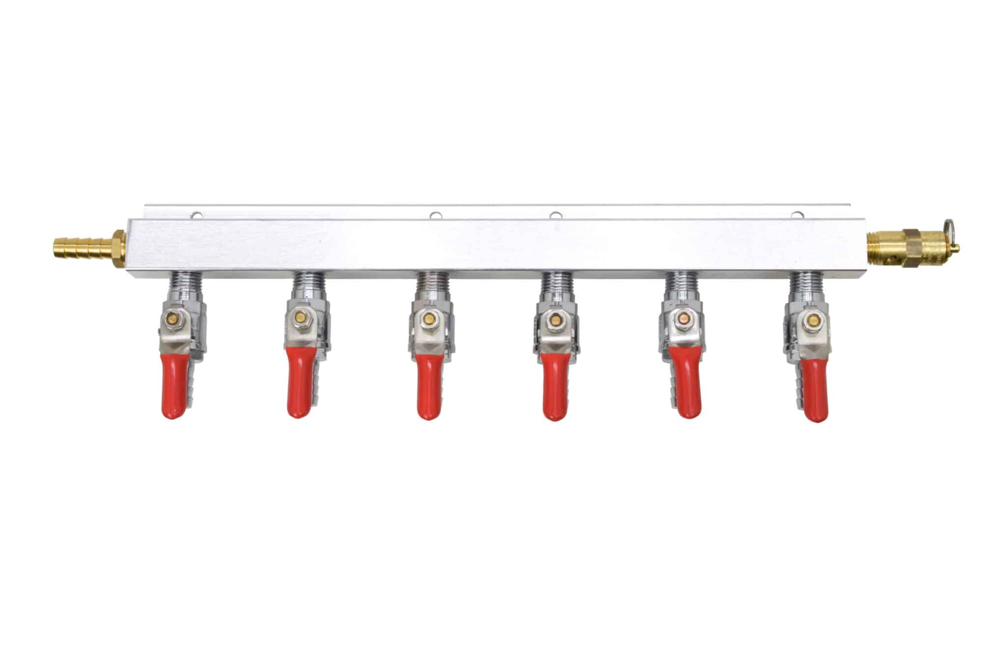 126CBS - Six Product Aluminum Manifold with a Safety Relief Valve