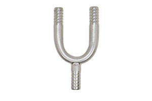 KU-SM3-5/16 - Stainless Steel Barbed 3-Way fits 5/16" Hose - 1 1/4" on Center Spacing