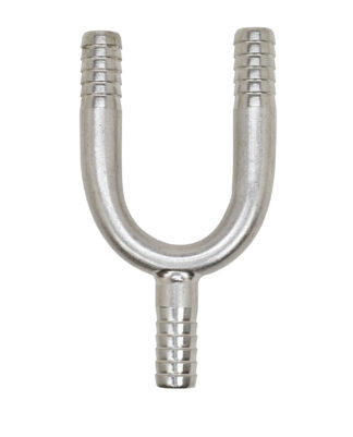 KU-SM3-5/16 - Stainless Steel Barbed 3-Way fits 5/16" Hose - 1 1/4" on Center Spacing